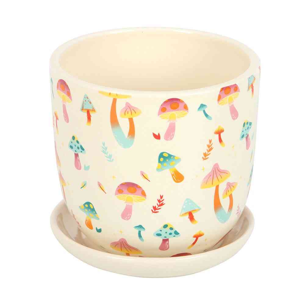 Something Different - Funky Fungi Mushroom Print with Saucer Pot - Multicolore